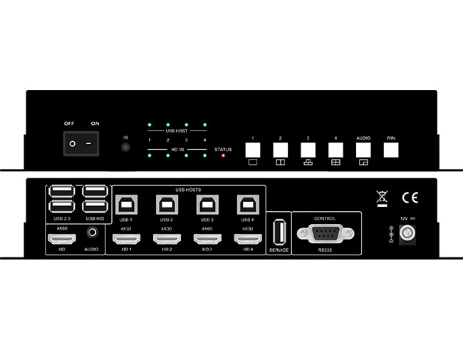 4x1 HDMI Multiviewer Allows Projectors In Conference Rooms To Display 4 Laptops At The Same Time
