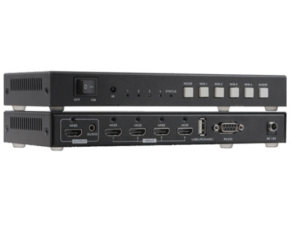 KVM-4K60-4x1-HDMI-Multiviewer-with-8-working-modes，IR-remote-and-RS232-control
