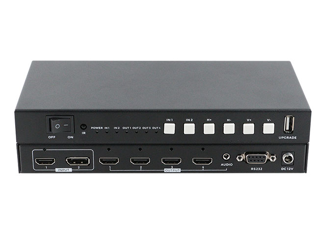2x2 4K60Hz HDMI Video Wall Controller Bezel Correction IR Remote