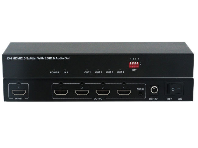 1x4 4K60 HDMI2.0 Splitter with auto scaling and EDID management