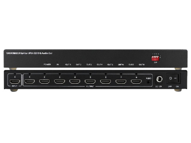1x8 4K60 HDMI2.0 Splitter with auto scaling and EDID management