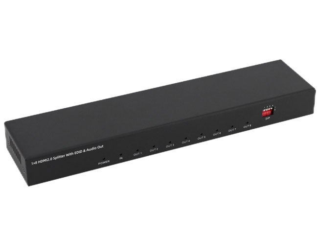 1x8 4K60 HDMI2.0 Splitter with auto scaling and EDID management